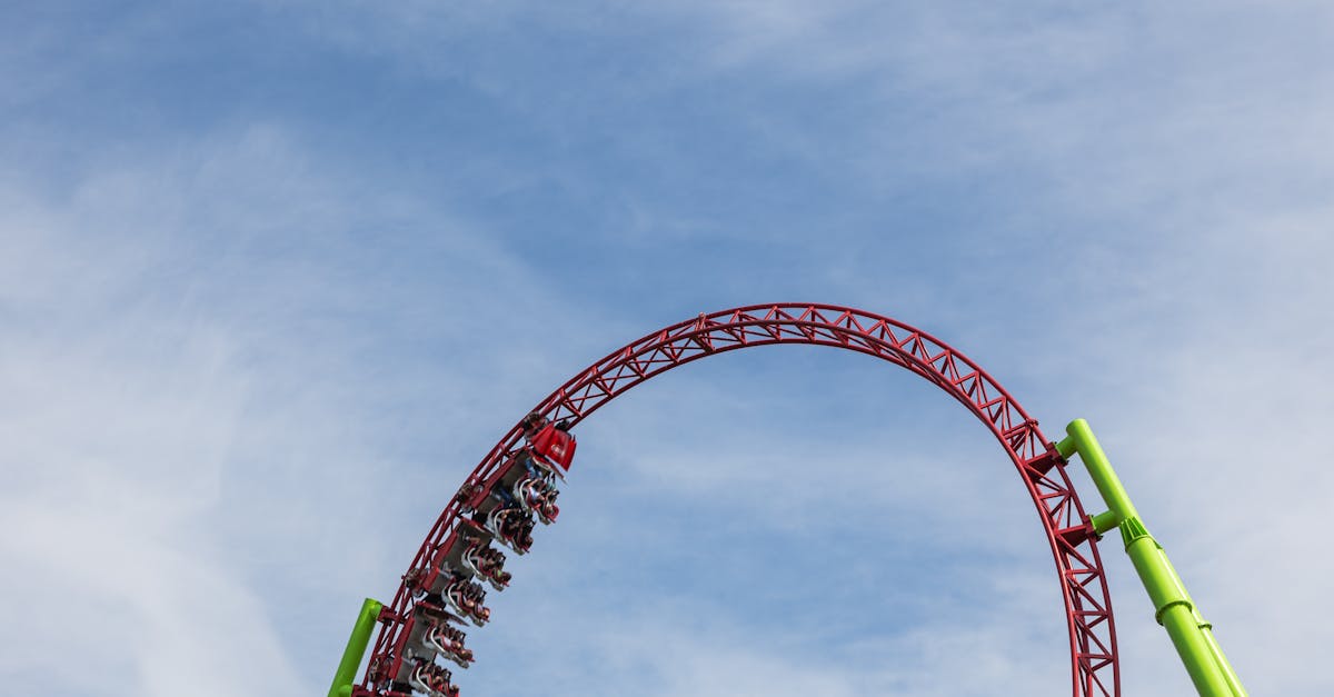An exciting roller coaster performing a loop under a clear blue sky, capturing thrill and exhilaration.