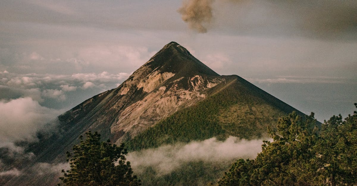 Capture of the erupting Volcán de Fuego in Guatemala with a scenic landscape.