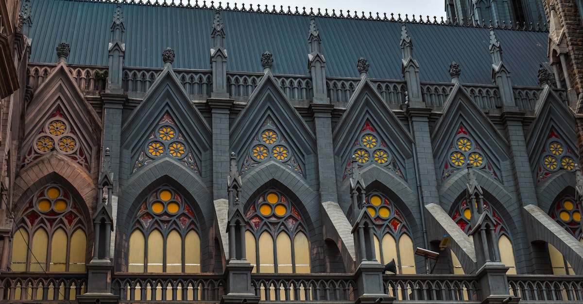Intricate gothic facade of St. Philomena's Cathedral in Mysuru, India showcasing stunning architectural details.