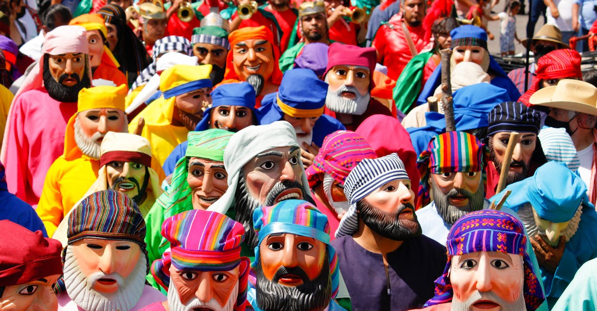 Colorful costumed crowd celebrating in Purísima del Rincón, México.