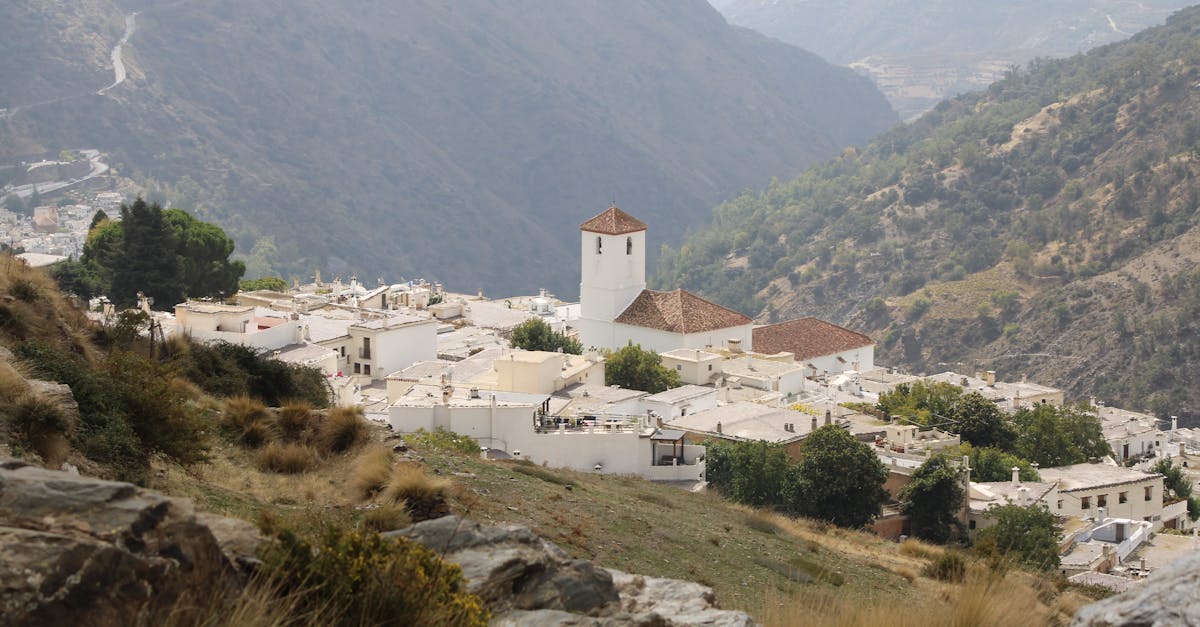 Beautiful view of Capileira village nestled in the Sierra Nevada mountains, Andalusia.