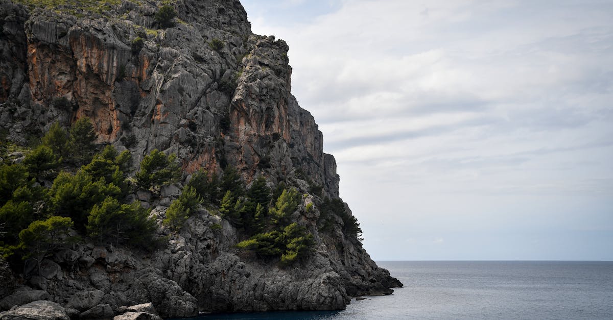 Majestic cliffs meet the Mediterranean in this scenic view of Mallorca, Spain.