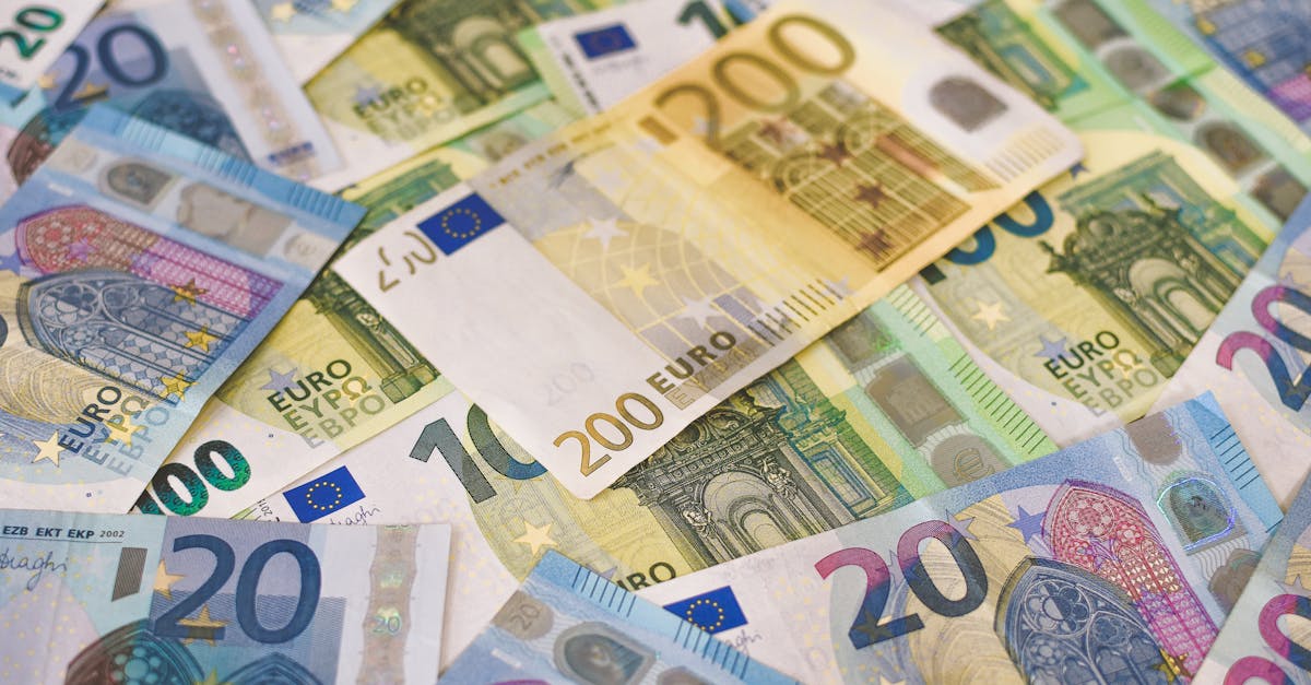 Colorful assortment of Euro banknotes in various denominations, signifying wealth and finance.